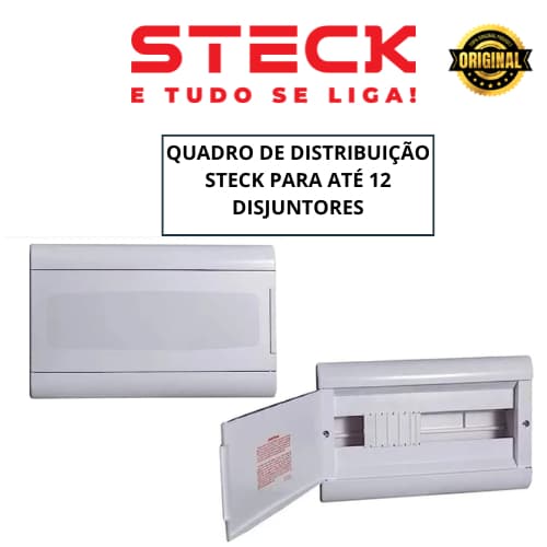 Quadro de distribuição STECK para até 12 disjuntores OURO BOX da STECK EMBUTIR STECK