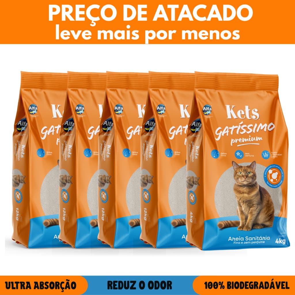 Kit Atacado Areia Sanitária Premium Biodegradrável Gatissimo para Gatos