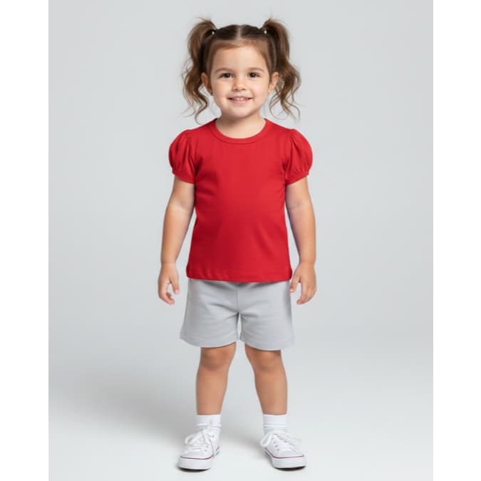 1 Camiseta Infantil Manga Princesa Blusinha básica de Menina Lisa 100% algodão