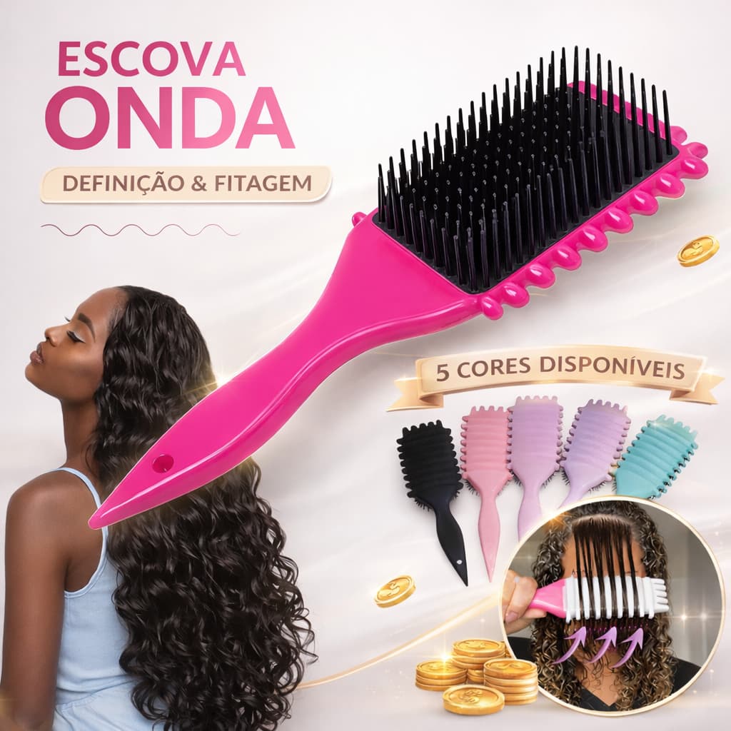 Escova Fitagem Profissional – Cachos & Ondas Definidos | Raquete Wave para Finalização