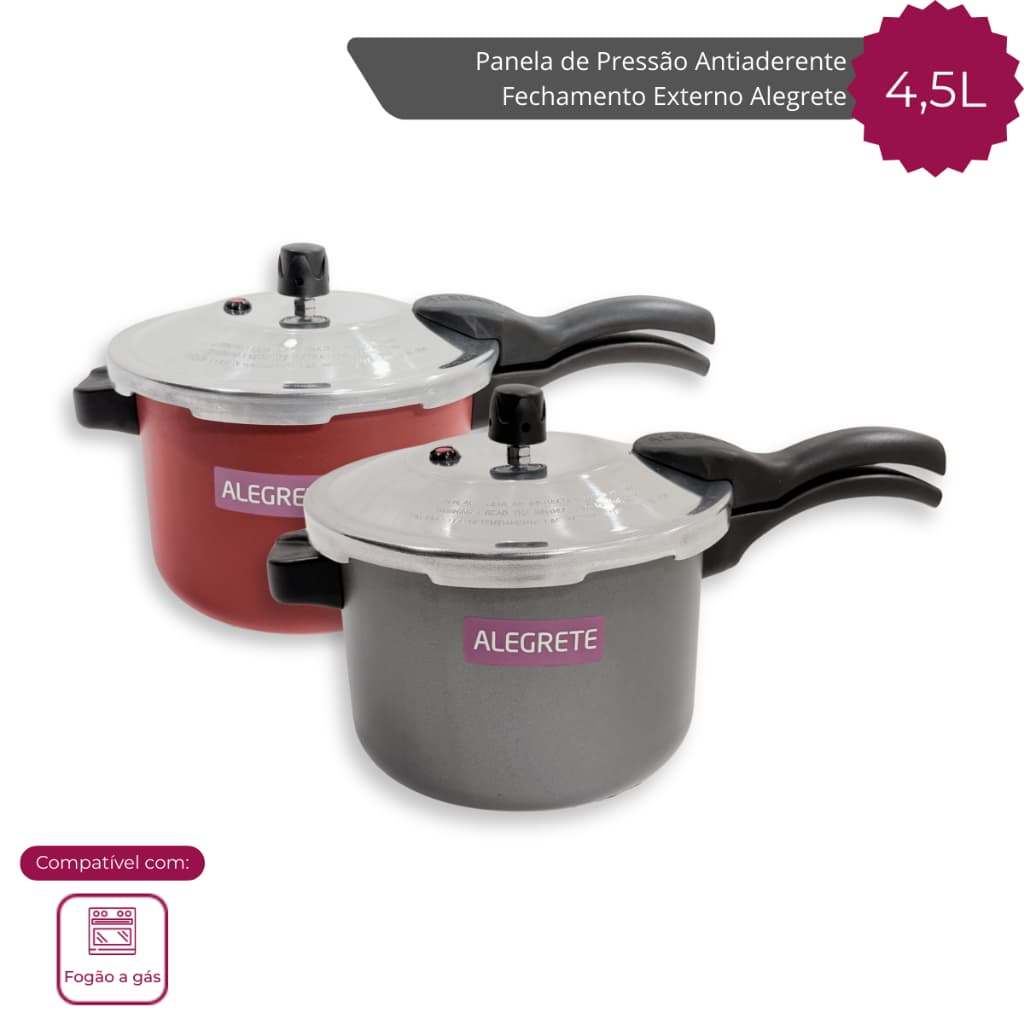 Panela Pressão 4,5 Litros Fechamento Externo Antiaderente