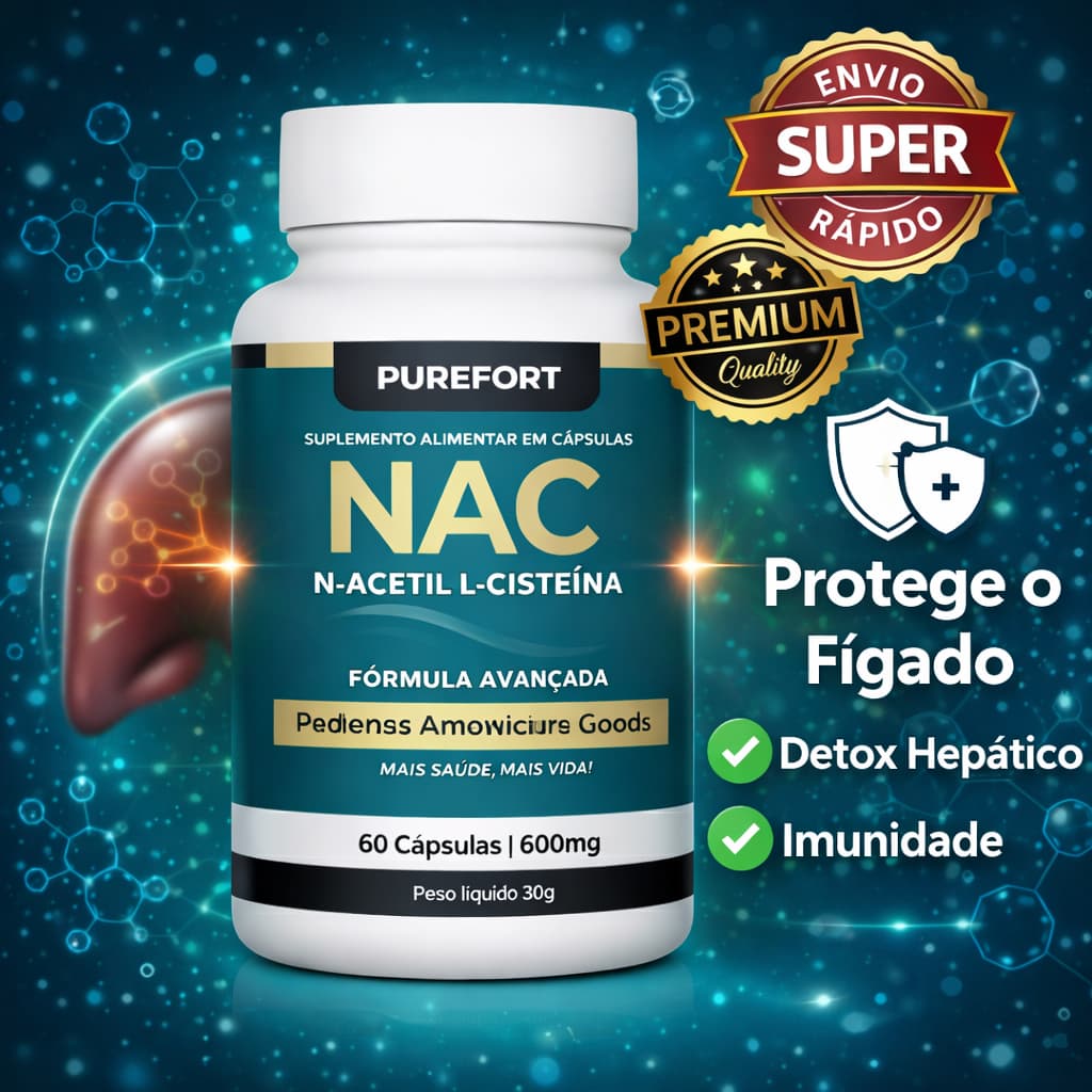 NAC 600mg – N-Acetilcisteína | Precursor da Glutationa | Fórmula Antioxidante Avançada