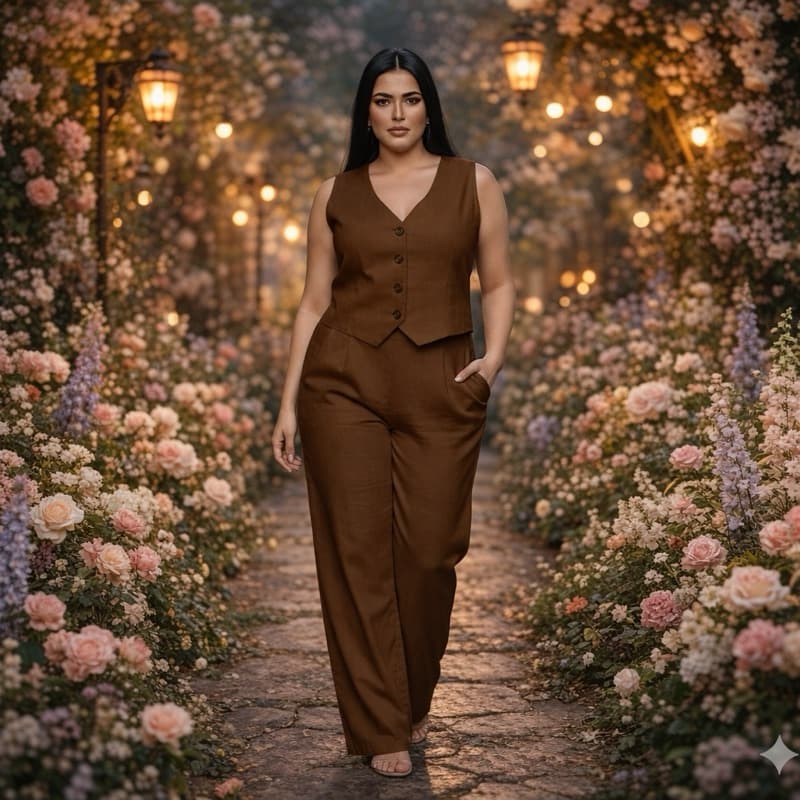 Conjunto Plus Size Alfaiataria Feminino – Colete + Calça Estruturada BH um