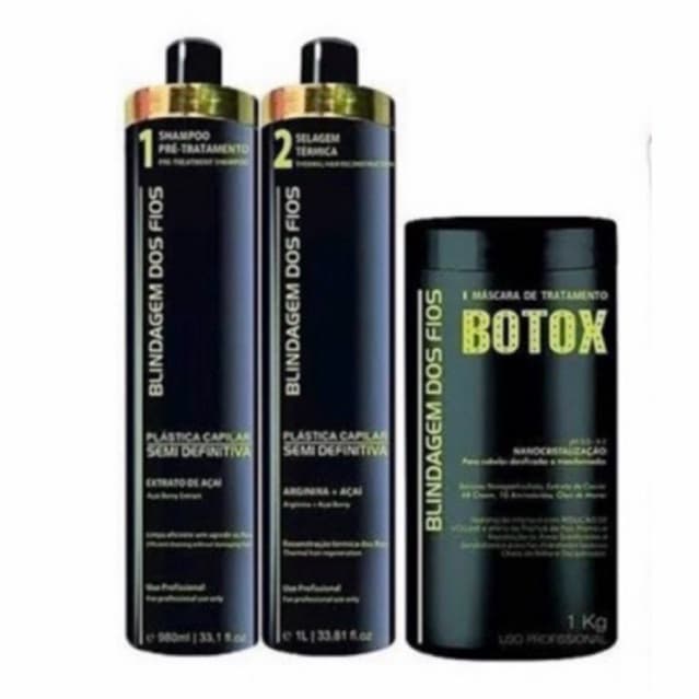 Kit Progressiva Selagem - Blindagem dos Fios  Profissional + Shampoo 1L + Btx 1Kilo