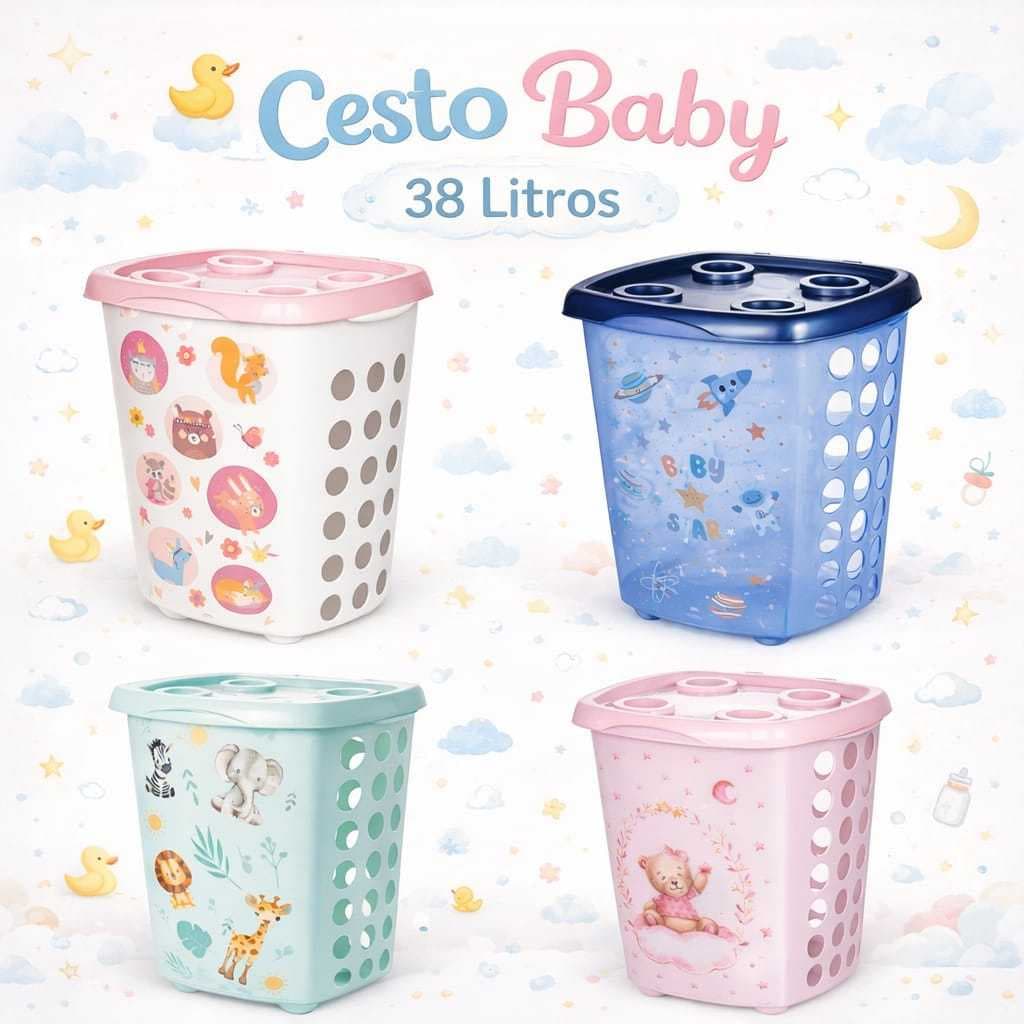 Cesto Organizador Infantil com Tampa Cesto De Roupa – 51 cm
