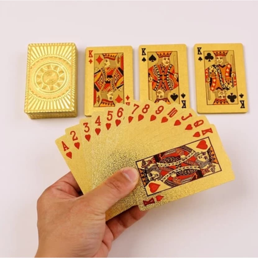 Baralho dourado dolar ouro foleado a ouro a prova d agua poker