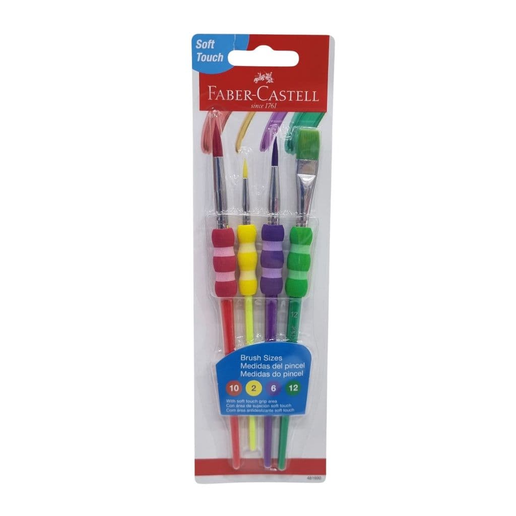 Kit com 4 Pincéis Soft Touch Sortidos - Faber-Castell e Tilibra | Pincel