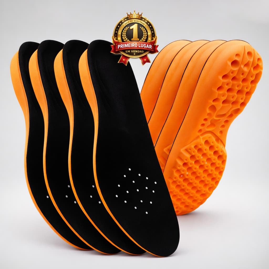 kit 4 Palmilhas em Gel Ortopédica Conforto Macia Silicone Anti Impacto P/ Botas, Dor no Calcanhar