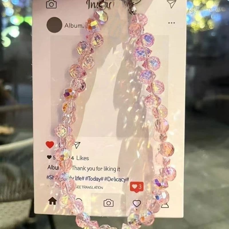 Cordão de cristal para celular, também adequado para chaves e chaves de carro.