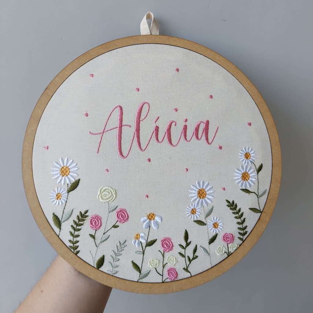 Bastidor bordado jardim modelo alícia