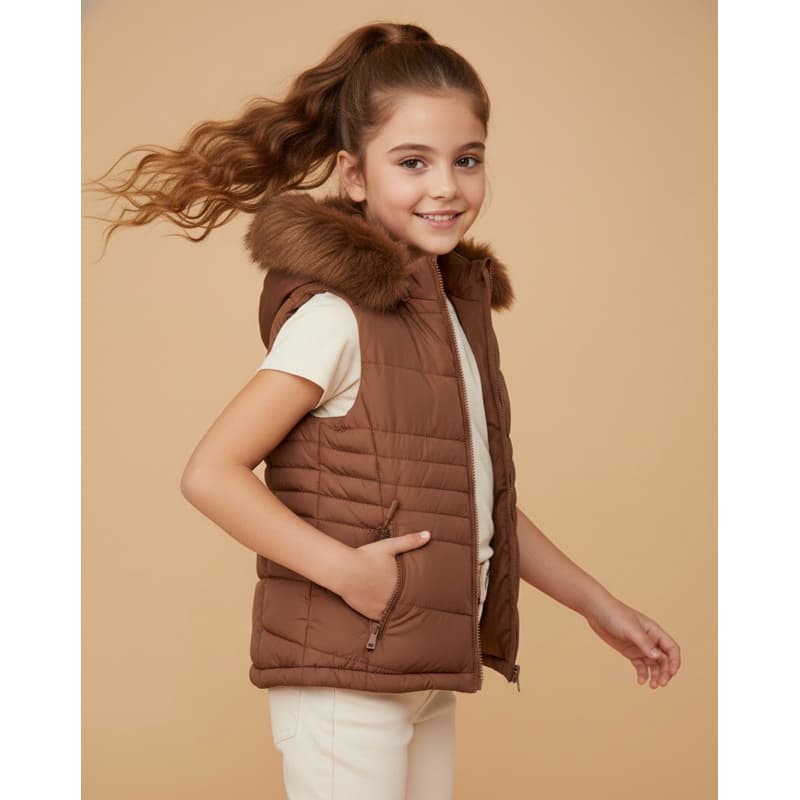 Colete De Inverno Para Meninas Puffer Infantil Juvenil Blogueirinha Luxo Com Capuz Removível