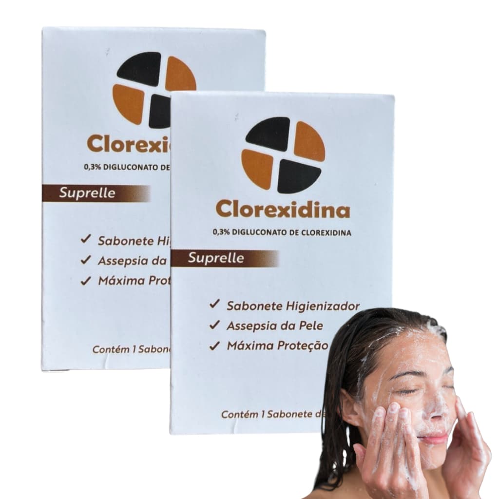 Kit 2 Sabonete Clorexidina 0,3% Suprelle Assepsia Desinfeta