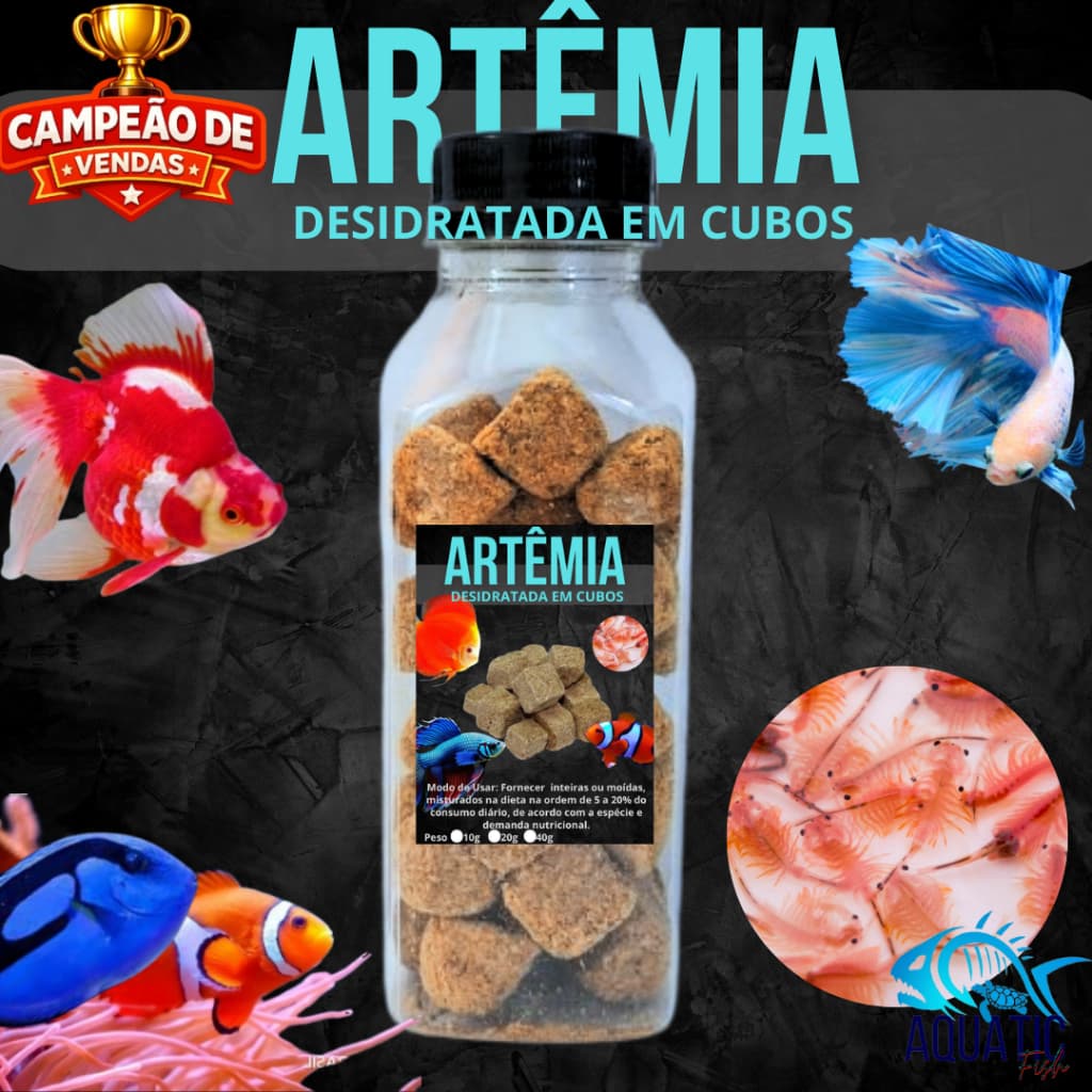 Artemia Liofilizada Desidratada Alimento Natural Para Peixes de Água Doce e Salgada - 100% Natural