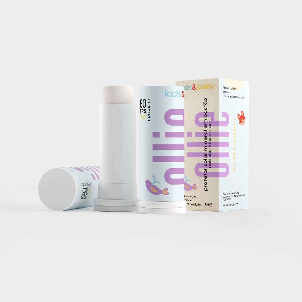 Ollie Protetor Solar Infantil em Bastão Mineral FPS 80 FPUVA 30