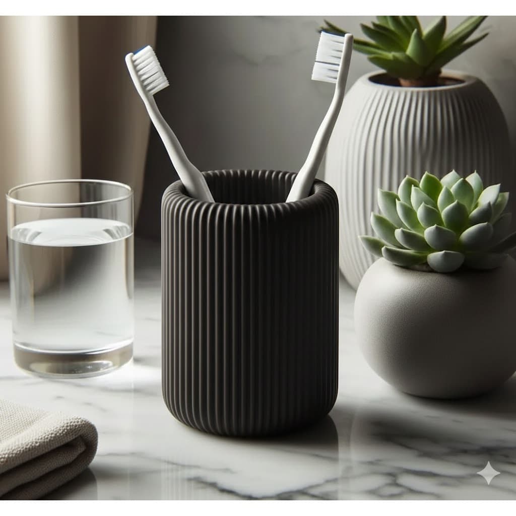 Copo Porta Escovas Decorativo com Design Nervuras para Banheiro este