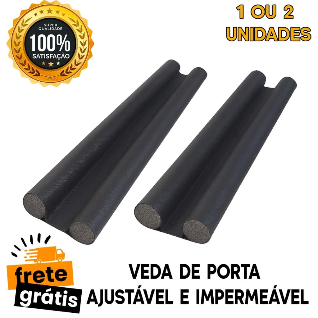 Veda Porta Rolinho Ajustável 80-100cm Kit 1 ou 2 Unidades Vedação Contra Vento e Poeira