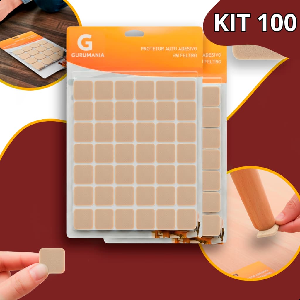 Kit Protetor Redondo e Quadrado Feltro Auto Adesivo Pé Sofá Cadeira Mesa