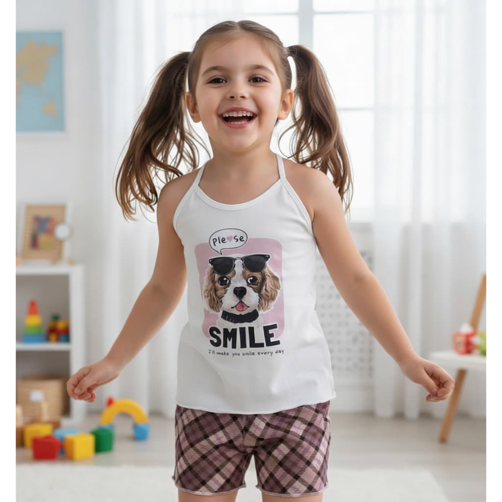 Kit 4 Peças Pijamas Baby Doll Infantil Menina de Alcinha 4 a 8 anos