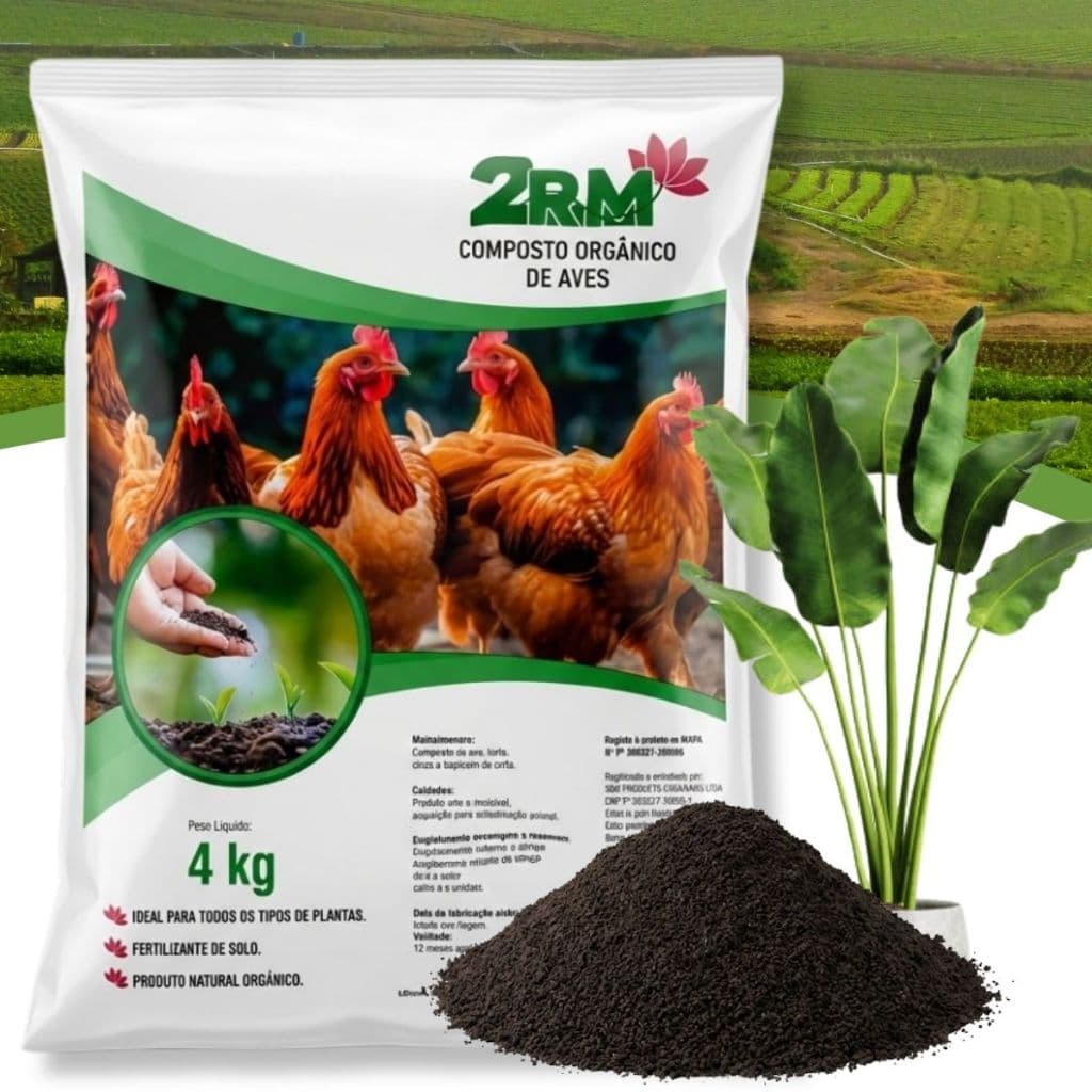 Esterco De Galinha Adubo Orgânico Aves 4kg Fertilizante Natural Horta Jardim Plantas Pronto Para Uso