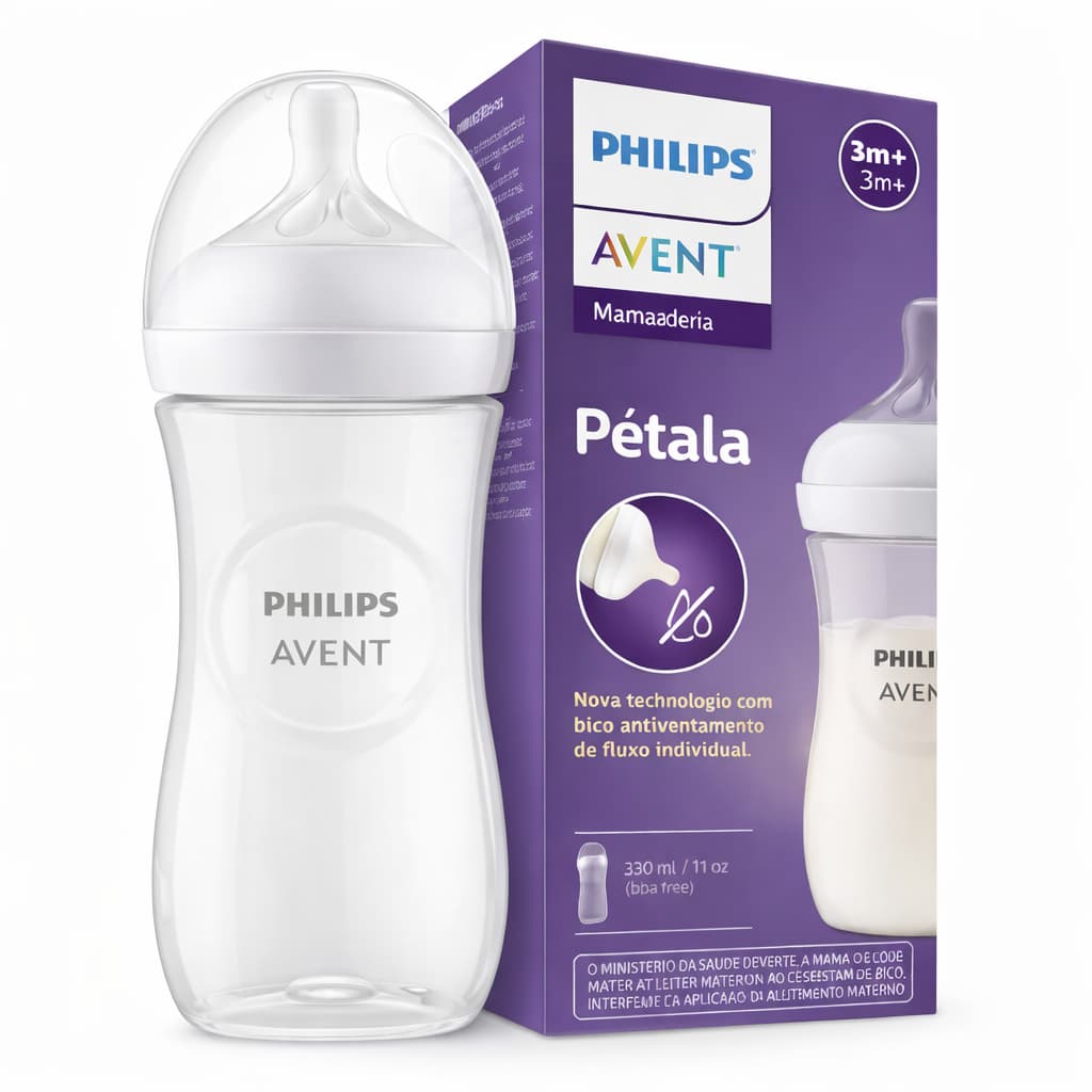 Mamadeira Pétala 3.0 330ml Transparente Com Bico N4 6m+ Scy906-01 Philips Avent