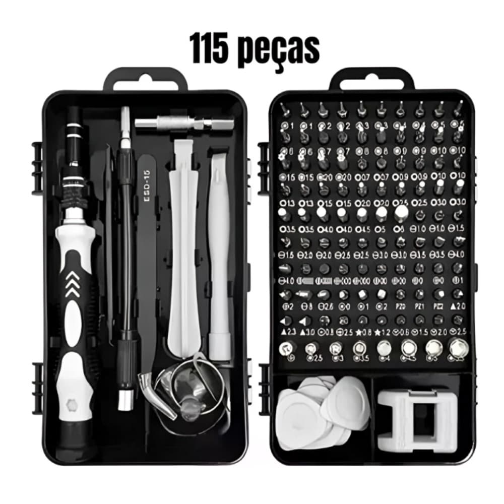 Kit Ferramentas Chave de Precisao 115 em 1 Magnetico Para Manutencao Celular PC Notebook Relogio