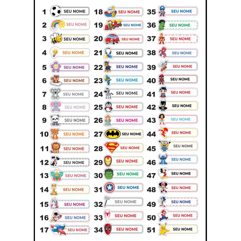 ETIQUETA TERMOCOLANTE UNIFORME ESCOLAR 5x1,5cm | Resiste +50 Lavagens | Etiqueta roupa infantil | Etiqueta roupa criança