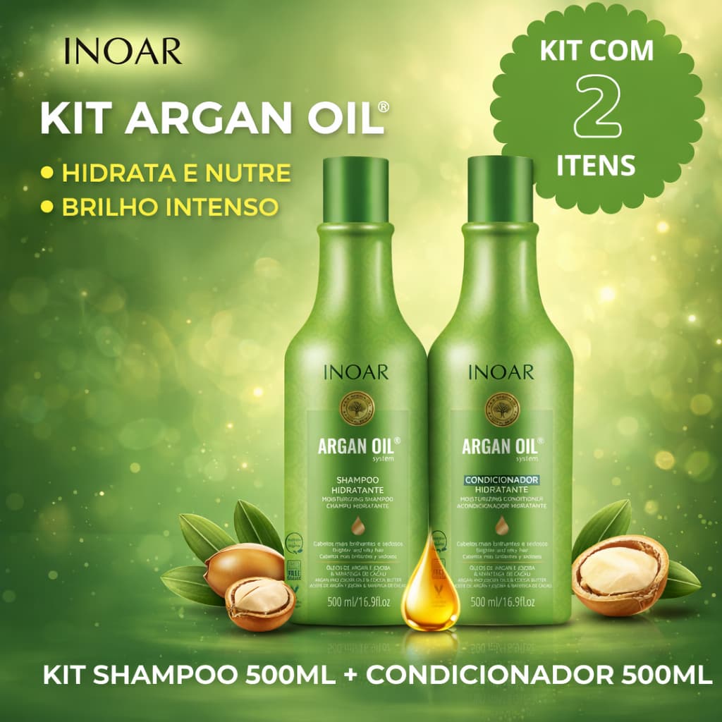 Kit Inoar Argan Oil Shampoo 500ml + Condicionador 500ml