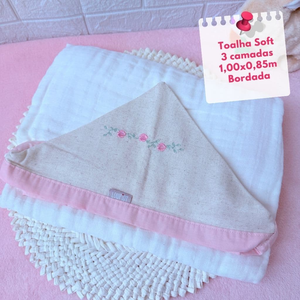 Toalha de Banho infantil bebe em fralda com capuz bordada 1 metro 3 camadas Menina Menino