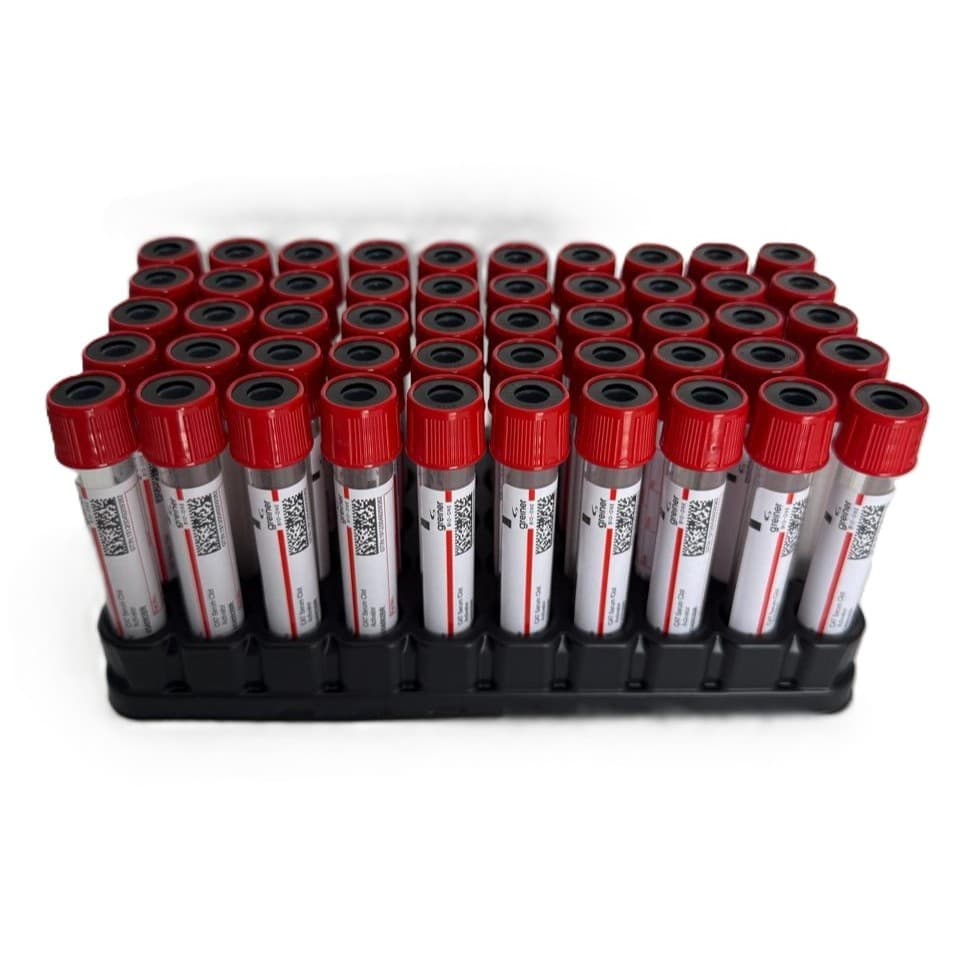 50 Tubos Para Coleta De Sangue A Vácuo Tampa Vermelha 9ml