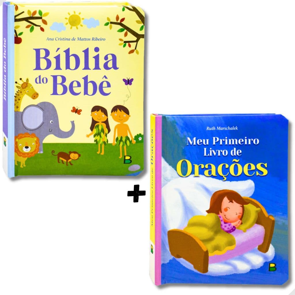 Livro Bíblia do Bebê Infantil Educativo Menino Menina Kit 2 Unidades