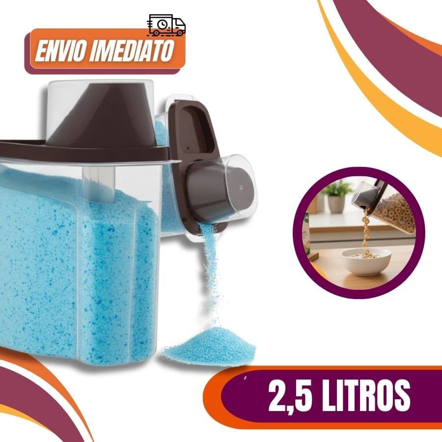 02 Unidades Porta Sabão Multiuso e Organizador com Medidor Resistente 2,5 Litros