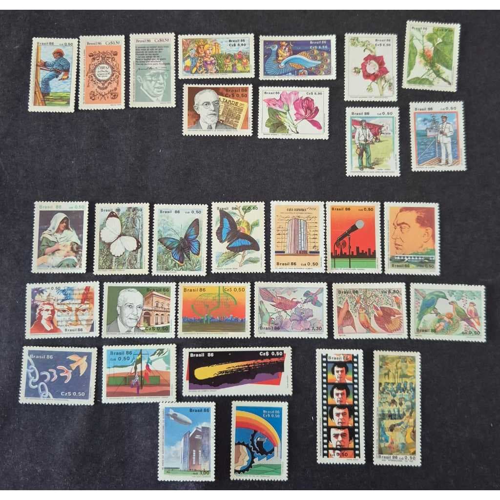 ANO COMPLETO DE SELOS DE 1986 - SELOS CORREIOS COMEMORATIVOS NOVO DO BRASIL.