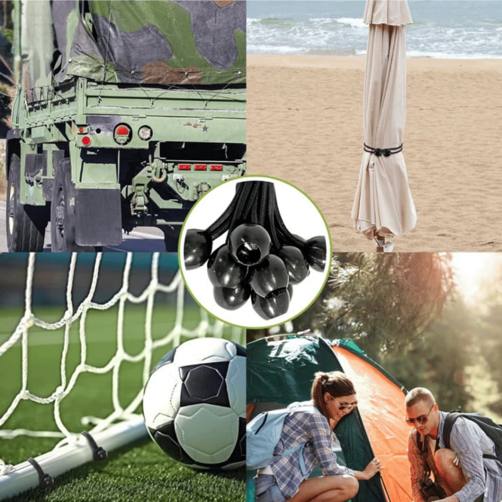 Kit Elastico Preto Com Bolinha Multiuso (Elástico Piscina, Caminhão, Limpeza, Segurança, Barraca, Lona)