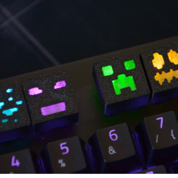 Kit 4 Keycaps Minecraft Personalizadas - Mobs e Minérios Premium