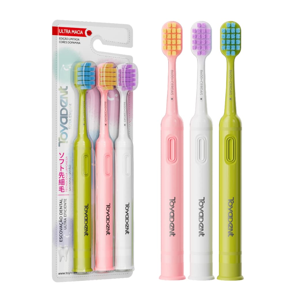 TOYADENT Escova Dental Dupla Face com Raspador de Língua,8600 Cerdas Suaves+Base Ventosa