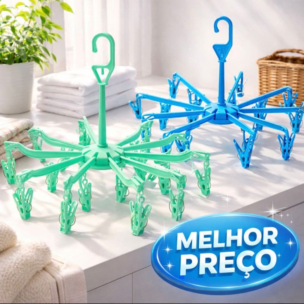 Varal de Roupas Íntimas 18 Prendedores Reforçados – Secagem Prática de Calcinhas, Meias e Cuecas