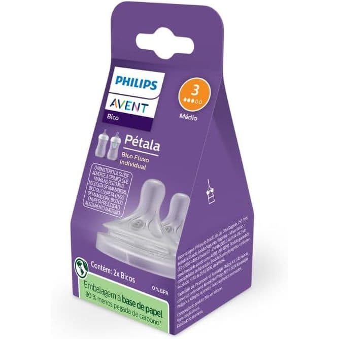 Bicos Pétala 3.0 Philips Avent com válvula anticólicas, fluxo médio (fluxo 3)