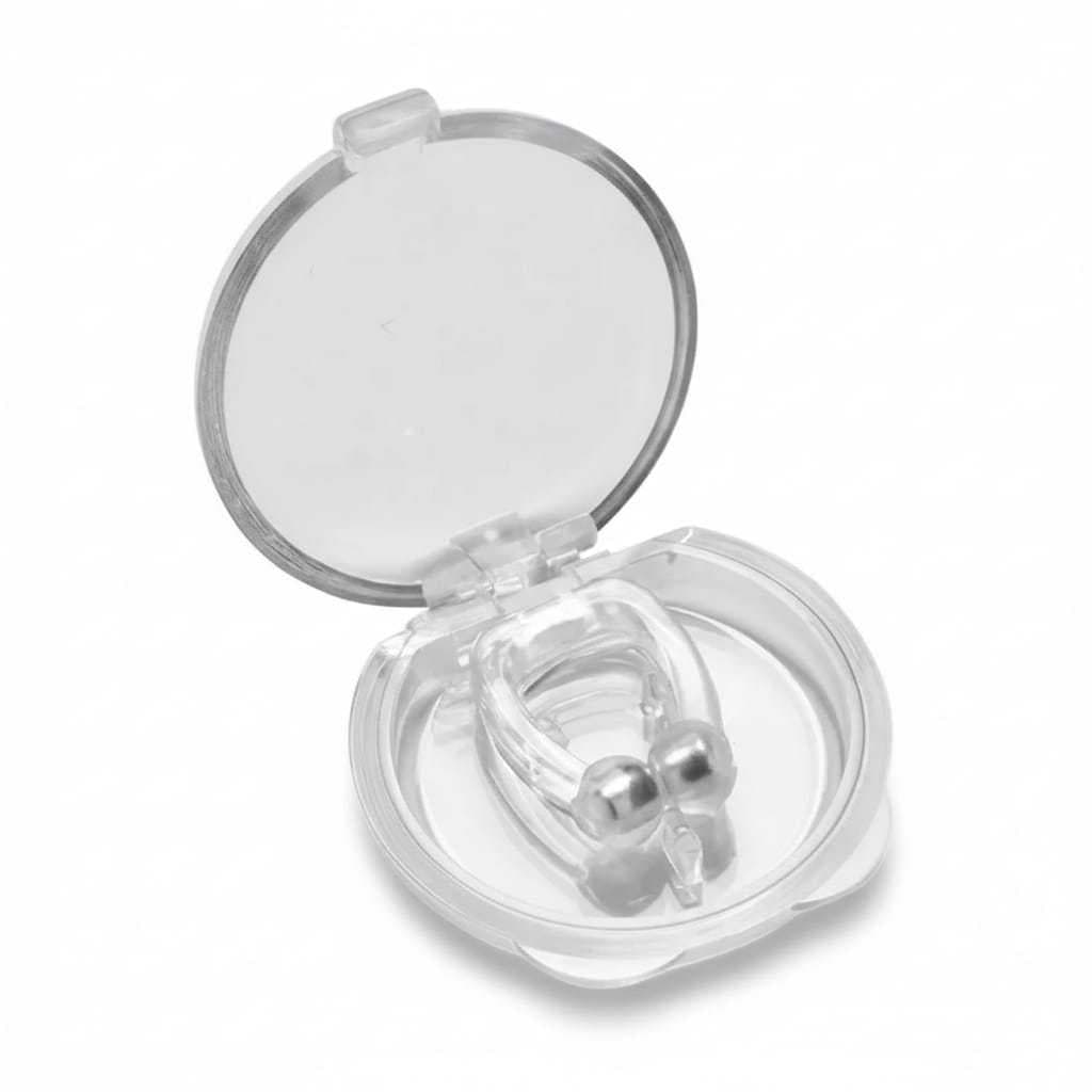 Clipes Dilatadores Nasais Antironco - Transparente em Silicone com Estojo Magnético para Melhorar o Sono e a Respiração