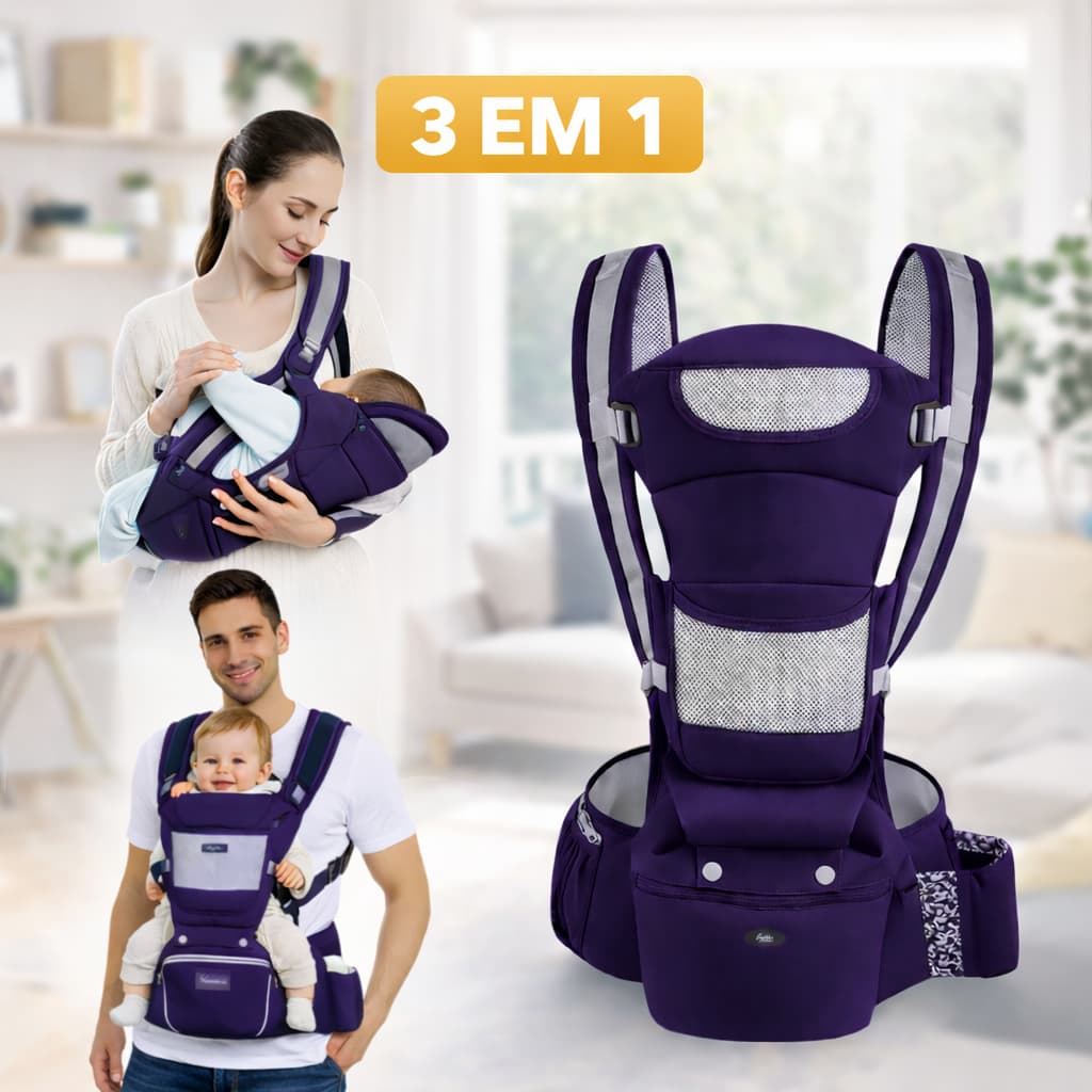 Canguru Bolsa Ergonômico Carregar Bebe Passeio Assento Apoio Cinto Cintura Ajustável Seguro