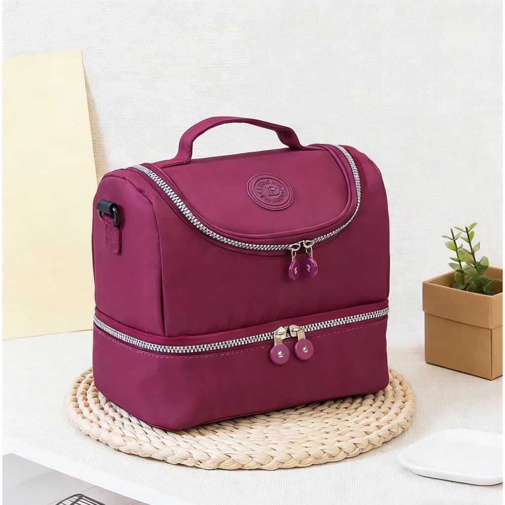 Bolsa Térmica Quadrado de Mão com Alça Ajustável Lancheira para Marmita em Tecido Impermeável LD002