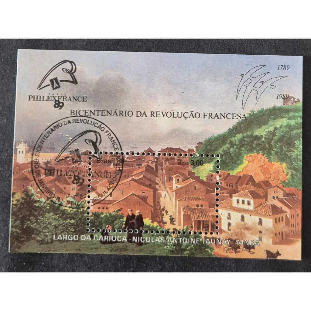 Bloco De Selos B-80 - 200 Anos Da Revolução Francesa. Com carimbo de 1º dia de circulação.