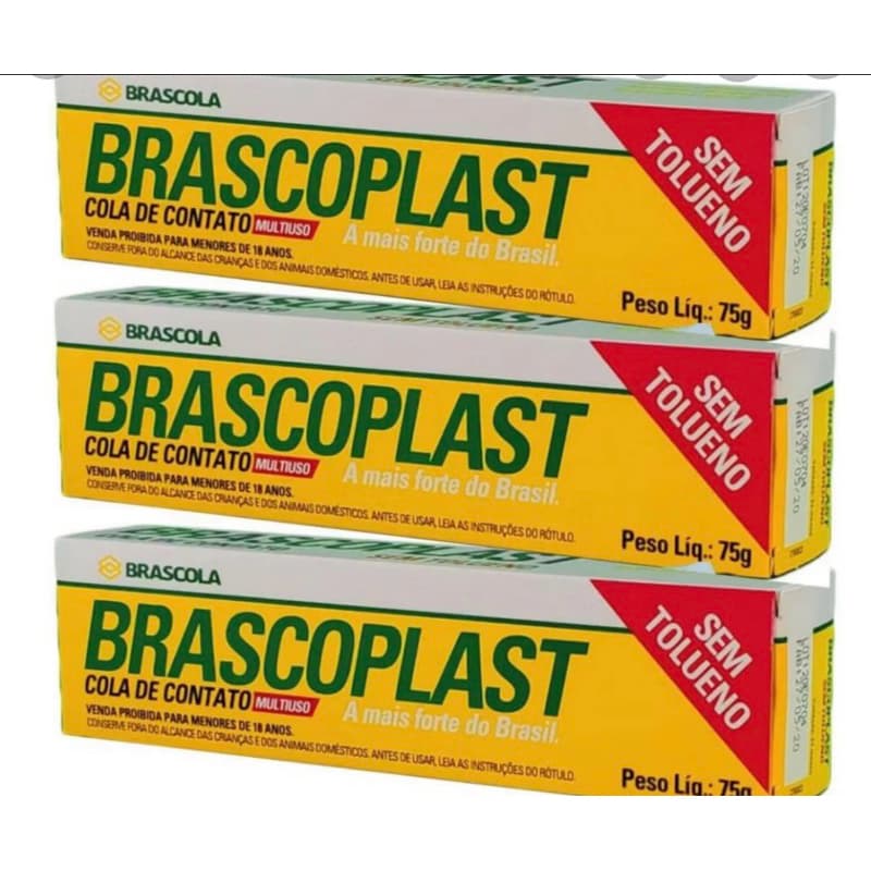 Até 3 Colas de Contato Brascoplast 75g Profissional - Sapateiro, Couro, Madeira e MDF (Resistente à Água) sem Toluol