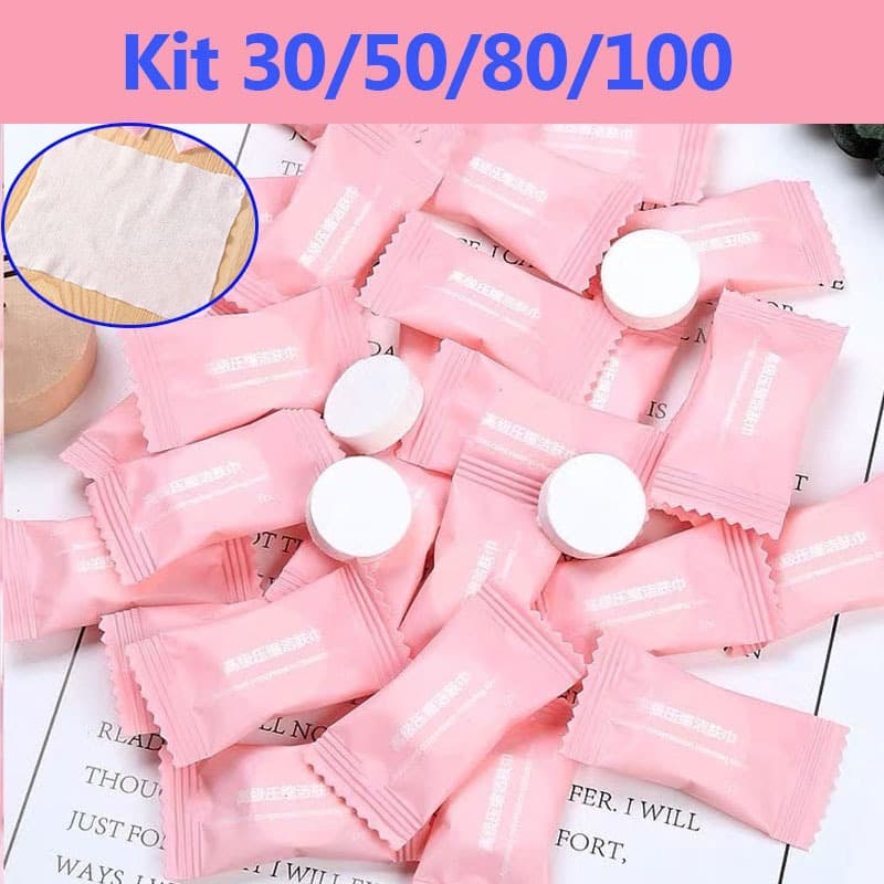 Mini Toalha Desidratadas Comprimida Multiuso Para Limpeza/tirar Maquiagem/Lenço Umedecido-Tecido Macio-Sem Cheiro