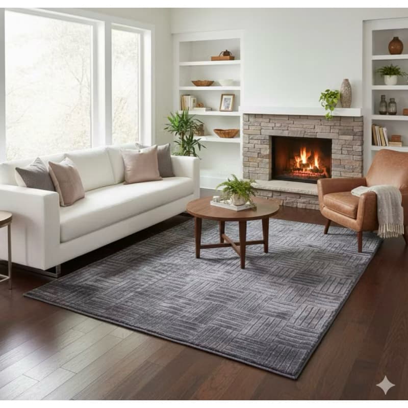 Tapete sala quarto sem pelo com relevo em jacquard macio antiderrapante 2,40x2,00 no