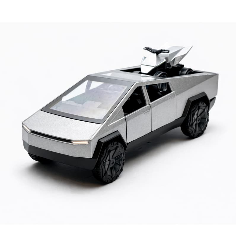Miniatura Tesla Cybertruck Metal Fricção Abre Portas Colecionável Futurista