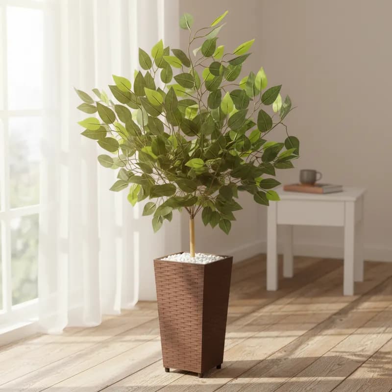 Planta Artificial Fícus Real Toque Com Vaso Decoração