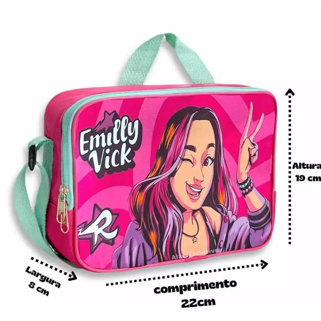 Lancheira Térmica Emilly Vick Os Rosa Grande Kit Escolar Infantil