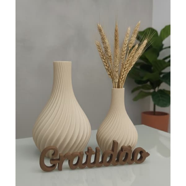 Kit 2 Vasos Decorativos + Letreiro Personalizado Decoração Moderna Elegante Casa e Escritório