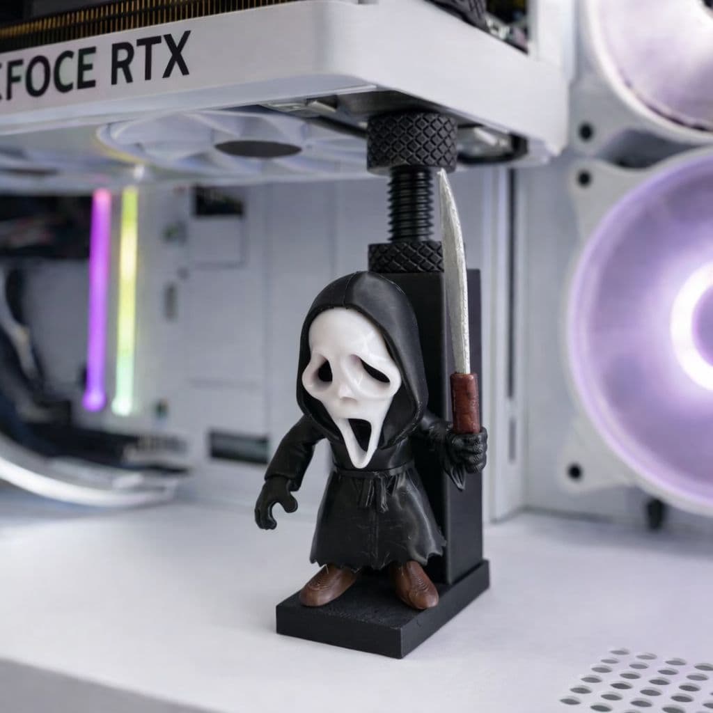Suporte GPU Ghost Face Pânico Ajustável | Apoio Placa de Vídeo Gamer Decor Setup