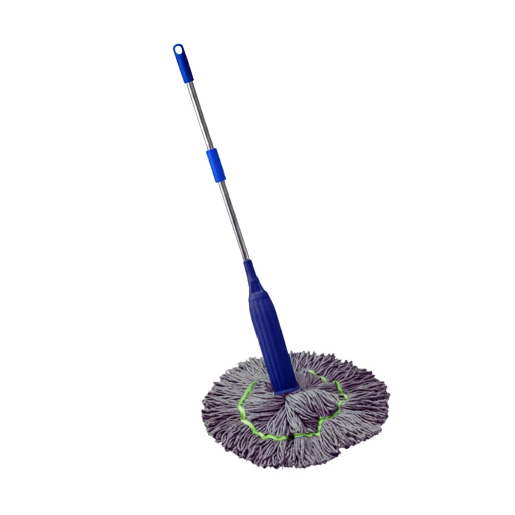 Mop de Limpeza Azul Redondo Grande Fibras de Bambu Aço Resistente